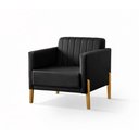 Ver imagem 3 de Poltrona Elegance em Velucouro Pés Madeira Maciça Design Contemporâneo Sala Premium Luxo - Preto