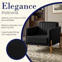 Ver imagem 2 de Poltrona Elegance em Velucouro Pés Madeira Maciça Design Contemporâneo Sala Premium Luxo - Preto