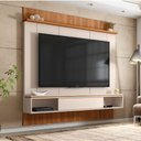 Ver imagem 3 de Painel para Tv até 65 Polegadas Ripado Impressão 3d com Nicho Viena Madeirado/off White Caemmun