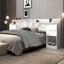 Ver imagem 1 de Cabeceira para Cama Box Queen Size Veneza com 4 Gavetas, 2 Mesas e 2 Prateleiras Fênix