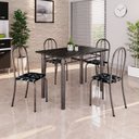 Ver imagem 1 de Conjunto de Mesa Tubular 100x60cm Tampo em Ardósia Indiano com 4 Cadeiras Ane B Soma Móveis Prata/Preto