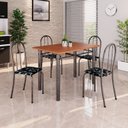 Ver imagem 1 de Conjunto de Mesa Tubular 100x60cm Tampo em MDF com 4 Cadeiras Ane B Soma Móveis Prata/Preto