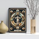 Ver imagem 1 de Quadro Carta Tarot Vintage - The World 24x18cm - com Vidro:moldura Preta