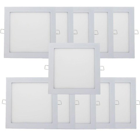 Kit 11 Plafon Painel LED Luminária Downlight 18W Embutir