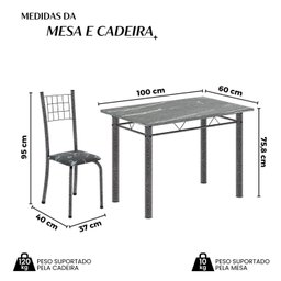 Conjunto de Mesa Tubular 100x60cm Tampo em Topázio com 4 Cadeiras Dany - 3