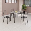 Ver imagem 1 de Conjunto de Mesa Tubular 100x60cm Tampo em Topázio com 4 Cadeiras Dany Prata/Preto