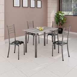 Conjunto de Mesa Tubular 100x60cm Tampo em Topázio com 4 Cadeiras Dany - 1