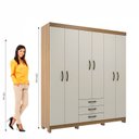Ver imagem 5 de Guarda-Roupa Casal 6 Portas e 3 Gavetas Bege/Ipê/Cristalo