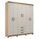 Ver imagem 3 de Guarda-Roupa Casal 6 Portas e 3 Gavetas Bege/Ipê/Cristalo