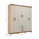 Ver imagem 4 de Guarda-Roupa Casal 6 Portas e 3 Gavetas Bege/Ipê/Cristalo