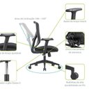 Ver imagem 3 de Kit 5 Cadeiras Escritório Diretor NR17 Tela Mesh Alpha Preto