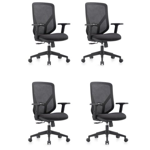 Kit 4 Cadeiras Escritório Diretor NR17 Tela Mesh Alpha Preto