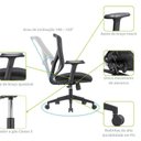 Ver imagem 3 de Kit 4 Cadeiras Escritório Diretor NR17 Tela Mesh Alpha Preto