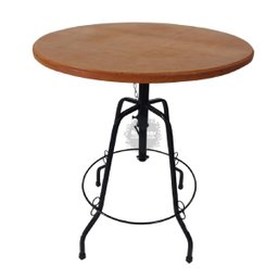 Mesa Bistrô 70cm Giratória Redonda Ferro Madeira Artesanal Rústica - 1
