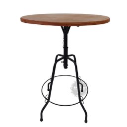 Mesa Bistrô 70cm Giratória Redonda Ferro Madeira Artesanal Rústica - 4