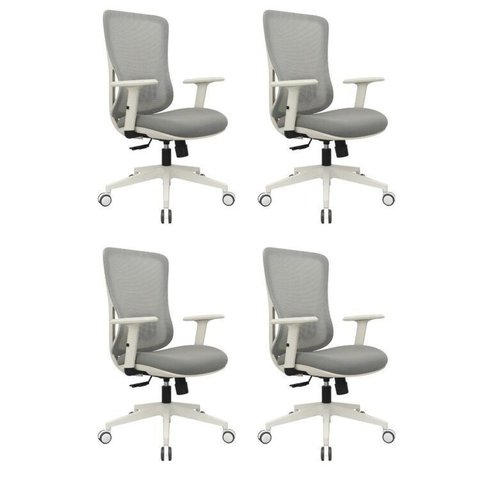 Kit 4 Cadeiras Escritório Diretor NR17 Ergonômica Tela Mesh Sigma Cinza