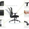 Kit 4 Cadeiras Escritório Diretor NR17 Ergonômica Tela Mesh Kappa - 6