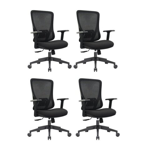 Kit 4 Cadeiras Escritório Diretor NR17 Ergonômica Tela Mesh Kappa Preto