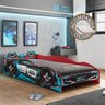 Cama Infantil Carro Tornado Plus Preto Azul Pura Magia + Colchão Ortobom - 1
