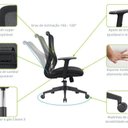 Ver imagem 6 de Kit 5 Cadeiras Escritório Diretor NR17 Ergonômica Tela Mesh Kappa Preto