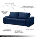 Ver imagem 2 de Sofá Retrátil e Reclinável 3 Lugares 225cm Kent Porta Copos no Braço Veludo Azul G22 - Gran Belo