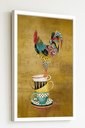 Ver imagem 1 de Quadro Decorativo Galo Nas Xícaras - 70x50cm:moldura Preta