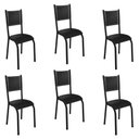 Ver imagem 1 de Kit 6 Cadeiras de Jantar Estofadas Corino Mariana Preto