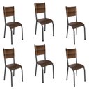 Ver imagem 1 de Kit 6 Cadeiras de Jantar Estofadas Corino Mariana Prata/Marrom