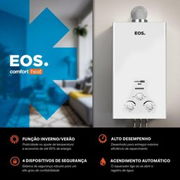 Aquecedor de Água a Gás Eos 7,5 Litros (gás Liquefeito de Petróleo) Exaustão Natural Branco - 4
