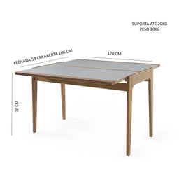 Mesa Aparador Sofia Tampo de Vidro 53/106 - 3
