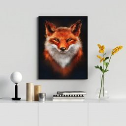 Quadro Decorativo Raposa- Arquétipo 33x24cm - com Vidro:madeira Preta - 2