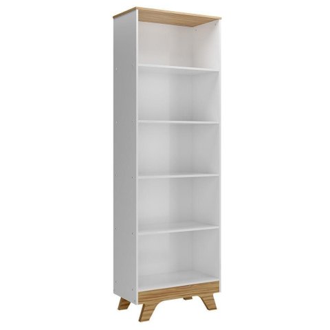 Estante Infantil Retrô com 5 Prateleiras Branco Brilho/amêndoa - Móveis Peroba Branco Brilho/amê