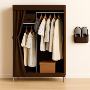 Armario Guarda Roupa Portatil Cabideiro Prateleira Organizador Sapateira Quarto Praia Marrom