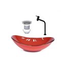 Ver imagem 2 de Cuba de Vidro Oval 47cm Vermelho + Valvula + Torneira Preta