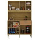 Ver imagem 4 de Armário de Cozinha Compacto Liv 5 Portas 1 Gaveta com Nicho Decorativo 1,20m - Freijó/caramelo