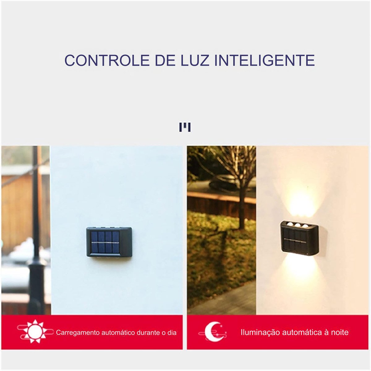 Luminaria Solar Led Spot Arandela Caminho Parede Balizador Iluminaçao Jardim Quintal Varanda Seguran - 5