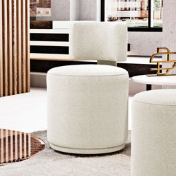 Puff Decorativo Orgânico Living Melis Minimalista Bouclê Bege - Desk Design - 2