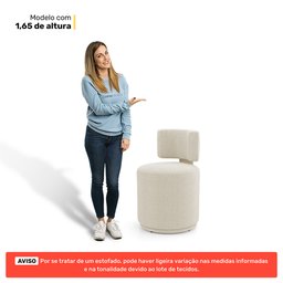Puff Decorativo Orgânico Living Melis Minimalista Bouclê Bege - Desk Design - 7