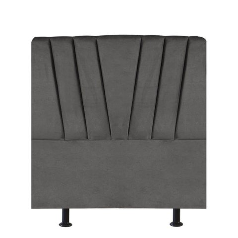Cabeceira Estofada Bélgica 100cm Solteiro para Cama Colchão Box Quarto Suede Cinza Escuro Grafite