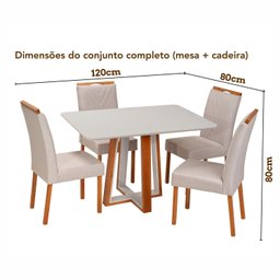 Conjunto Mesa Viena com 4 Cadeiras de Madeira Maciça, Estofada e Bordada Liz Authentic Espresso Móve - 4