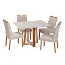 Ver imagem 3 de Conjunto Sala de Jantar Mesa Viena com 4 Cadeiras Madeira Maciça Estofada e Bordada Liz Espresso Móv
