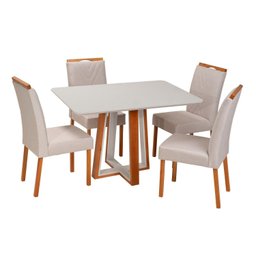 Conjunto Mesa Viena com 4 Cadeiras de Madeira Maciça, Estofada e Bordada Liz Authentic Espresso Móve - 3