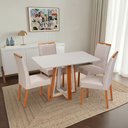 Ver imagem 1 de Conjunto Sala de Jantar Mesa Viena com 4 Cadeiras Madeira Maciça Estofada e Bordada Liz Espresso Móv