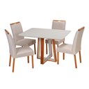 Ver imagem 2 de Conjunto Sala de Jantar Mesa Viena com 4 Cadeiras Madeira Maciça Estofada e Bordada Liz Espresso Móveis 