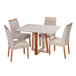 Conjunto Mesa Viena com 4 Cadeiras de Madeira Maciça, Estofada e Bordada Liz Authentic Espresso Móve - 2
