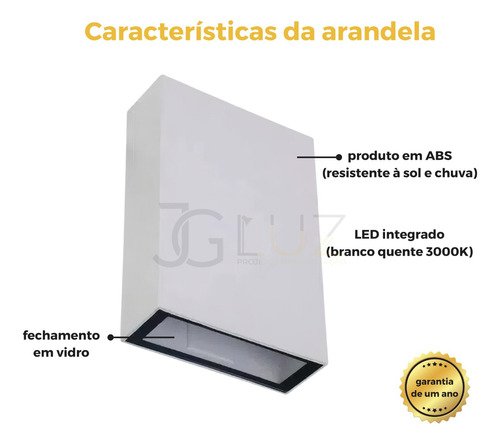 Arandela Blindada Efeito 2 Fachos Duplo Led 4w 3000k Oferta! - Branco - Bco Quente - 110v/220v - 3