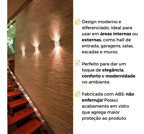 Arandela Blindada Efeito 2 Fachos Duplo Led 4w 3000k Oferta! - Branco - Bco Quente - 110v/220v - 2