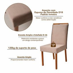 Conjunto Mesa Viena com 4 Cadeiras de Madeira Maciça e Estofada Bella Authentic Espresso Móveis - 16