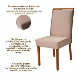 Conjunto Mesa Viena com 4 Cadeiras de Madeira Maciça e Estofada Bella Authentic Espresso Móveis - 17