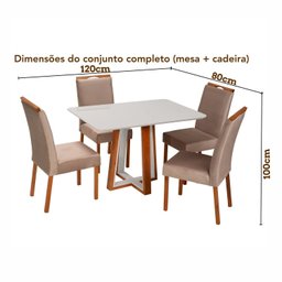 Conjunto Mesa Viena com 4 Cadeiras de Madeira Maciça e Estofada Bella Authentic Espresso Móveis - 4